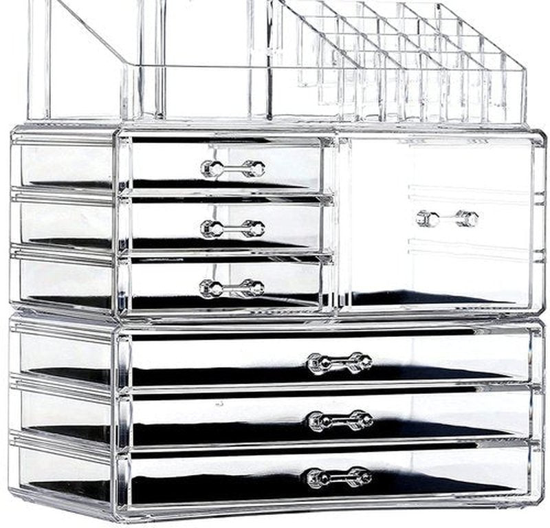 Cq acrylic Skincare Organizers Cheap - Cute7 Drawers Acrylic Craft Supply Organizer for Cosmetics,Beauty Supplies, Stationary Organizer for Desk for Vanity, Girl's Room, College Dorm, Counter Black