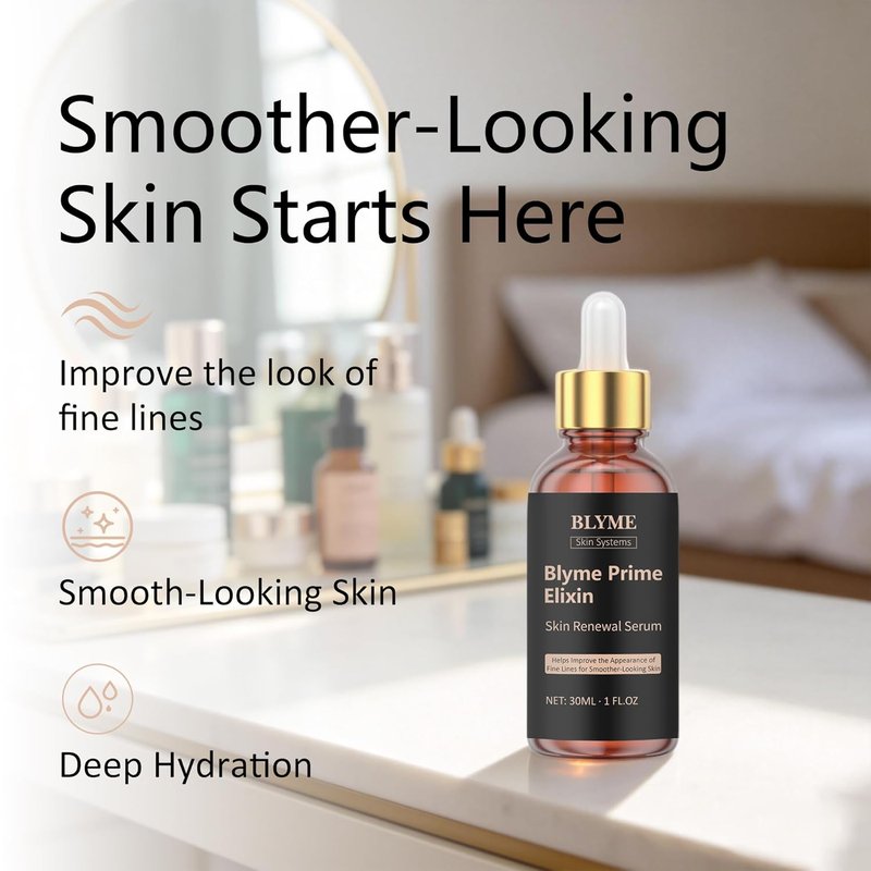 Blyme Prime Elixir Serum - Peptide & Hyaluronic Acid for Skin Elasticity | 30ml Non-Comedogenic Formula