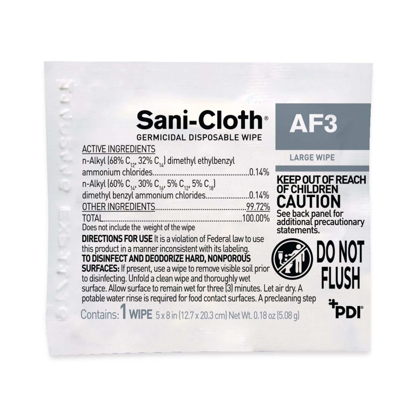 Sani-Cloth AF3 Large 5" x 8" Individual Packets, Alcohol and Fragrance Free Surface Disinfection, 1 Box of 50 Packets