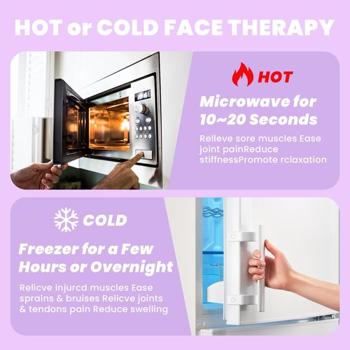 RelaxCoo Ice Face Eye Mask for Dark Circles and Puffiness Cold Warm Compress, Gel Cold Cooling Face Mask Package for Women and Men, Migraines, Headache, Stress and Relaxation Purple