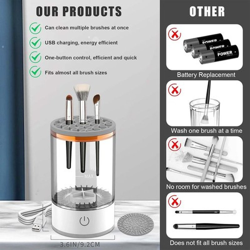 Beauty Swirl Cosmetic Brush Cleaner, The Cozy Luna Brush Cleaner, Beautyswirl Cosmetic Brush Cleaner, Automatic Electric Makeup Brush Cleaner for All Brush (Charging type)