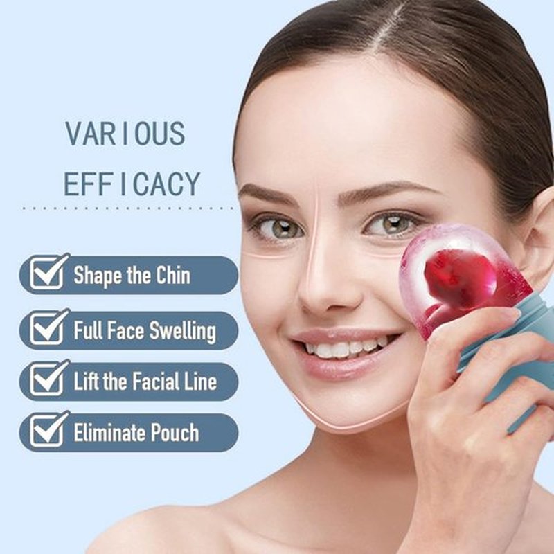 KOGITI Ice Mold for Face, Ice Roller for Face & Eye, Beauty Facial Ice Rollers Ice Holder Mold Face Puffiness Relief Massage Skin Care Tools, Ice Facial Cube (Brush-Blue)