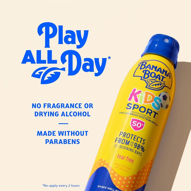 Banana Boat Kids Sport Sunscreen Spray - SPF 50, 9.5oz | Water-Resistant Children's Sunscreen