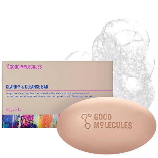 Good Molecules Clarify & Cleanse Bar | Soap-Free Salicylic Acid Cleanser for Balanced Skin Tone - Body & Face Use
