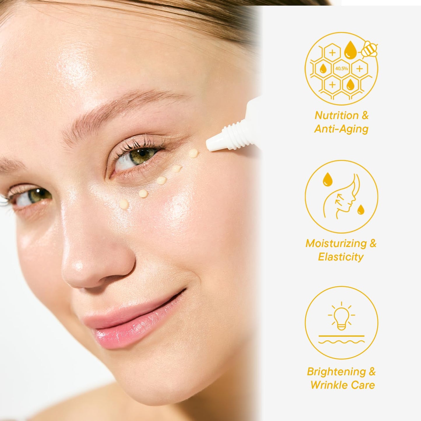 IUNIK Propolis Vitamin Eye Cream – Propolis & Vitamin C Lightweight Cream for Dark Circles, Puffiness & Fine Lines, Korean Skincare, 30ml / 1.01 fl oz