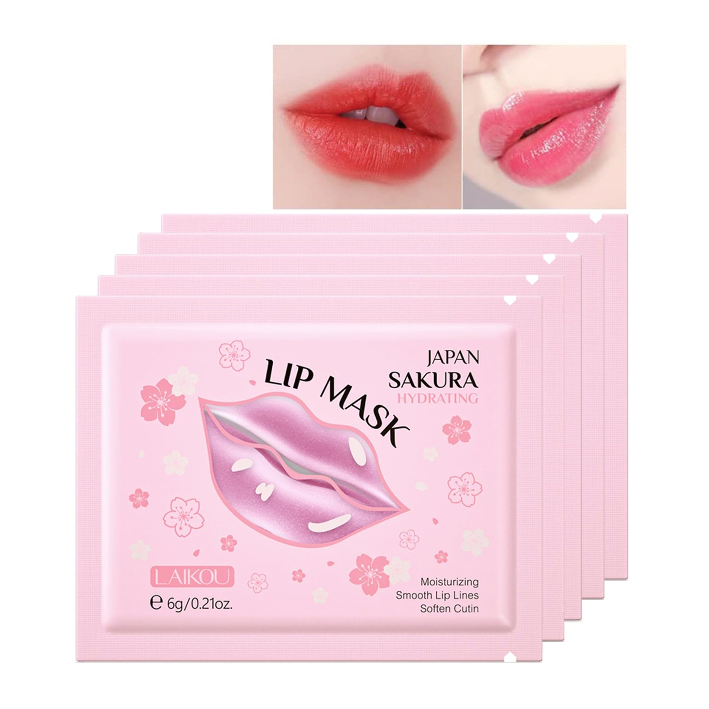 AKARY Sakura 10 Pieces Hydrating Lip Mask, Lip Sleep Mask Collagen Crystal Lip Care Gel Pads For Moisturizing, Minimize Fine Lines, Remove Dead Skin, Chapped Pads Lip Mask (10)