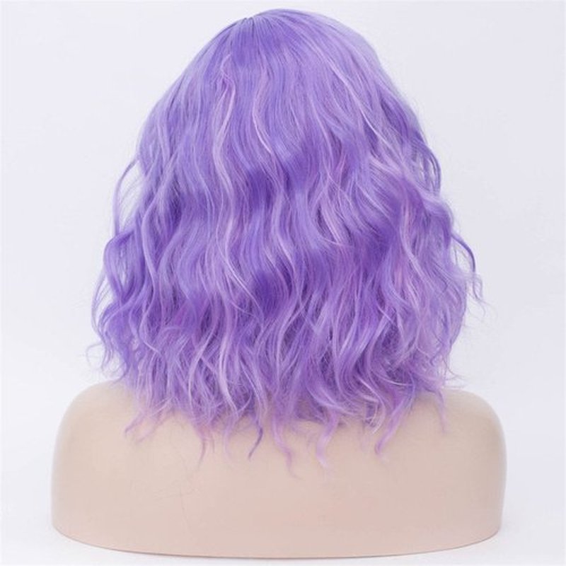 Cying Lin Short Bob Wavy Curly Wig Mixed Purple Wig For Women Cosplay Halloween Wigs Heat Resistant Bob Party Wig Include Wig Cap (Mixed Purple)