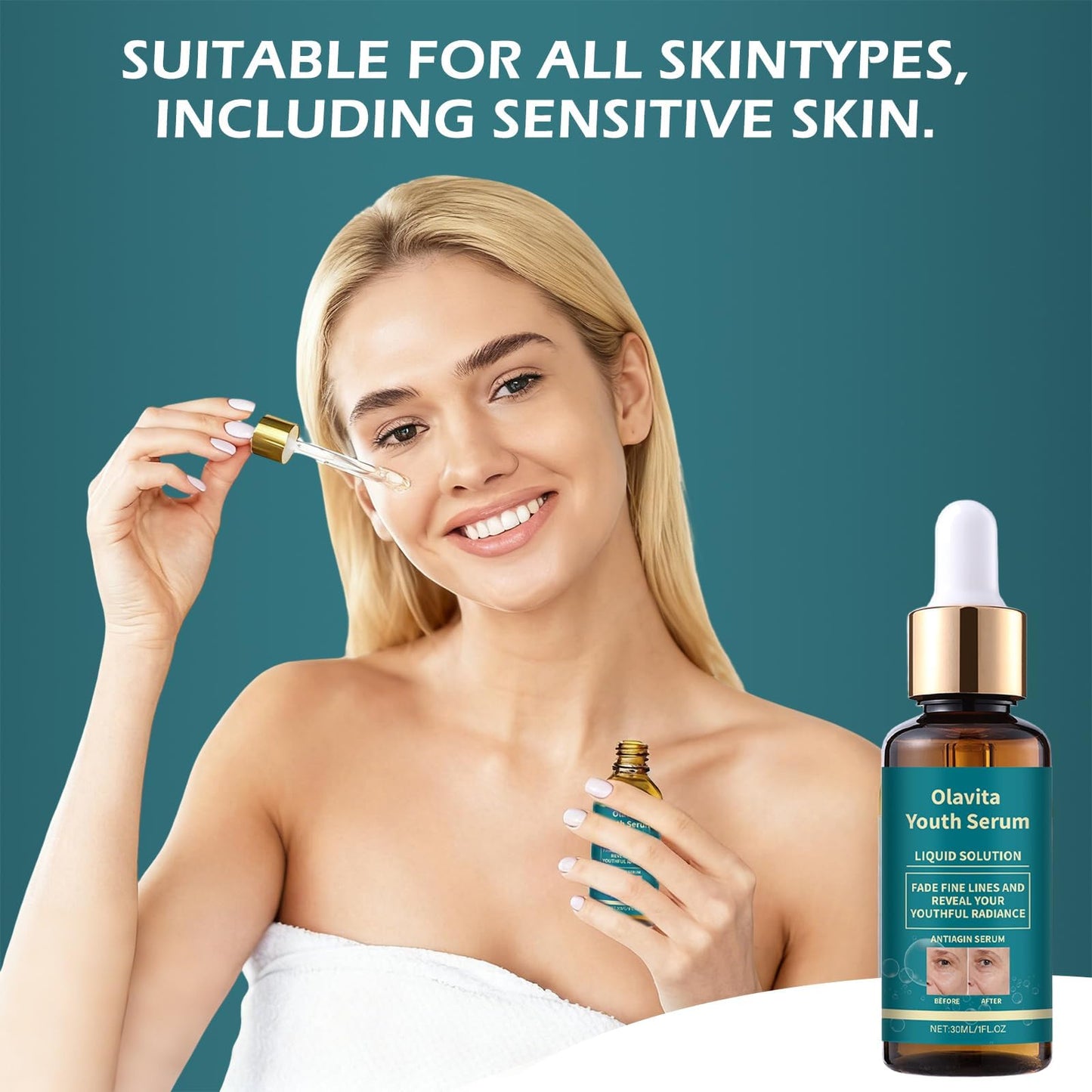 Olavita Liquid Solution Anti Aging Serum–Olavita Face Serum,Intensely firms skin,Smooths Fine Lines and Hydrates, For Women with Mature and Daily Skincare (2pcs)-Green