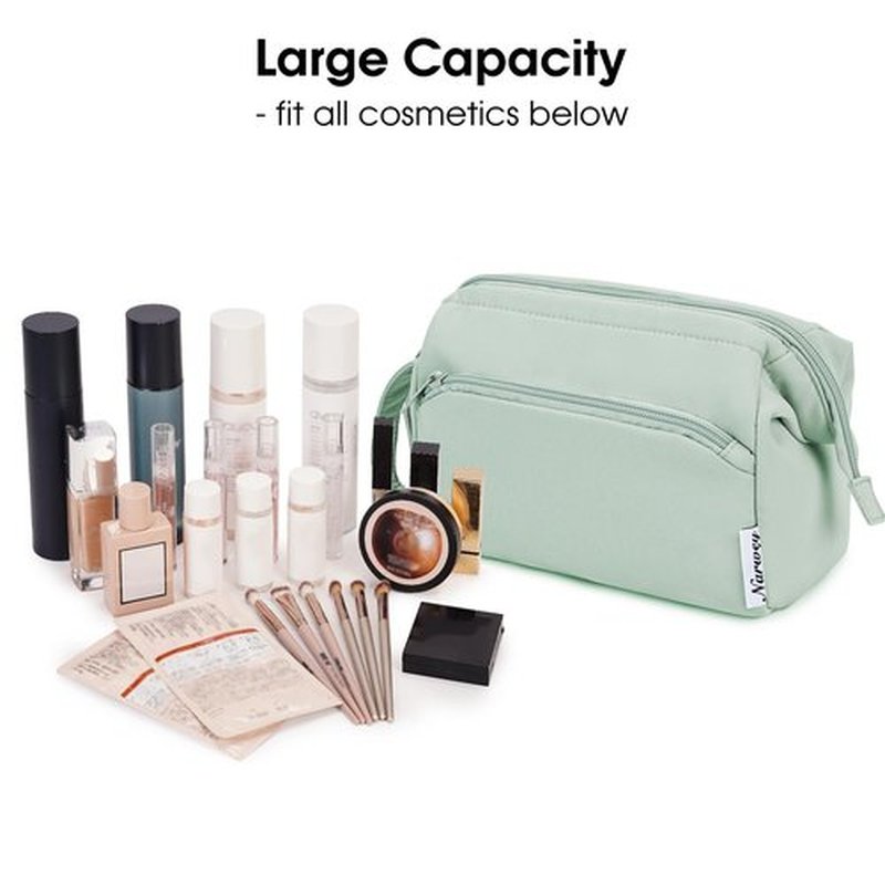 Narwey Large Makeup Bag Women Wide-open Make up Bag Travel Cosmetic Bag Organizer Toiletry Bag for Cosmetics Toiletries Accessories (Mint Green)