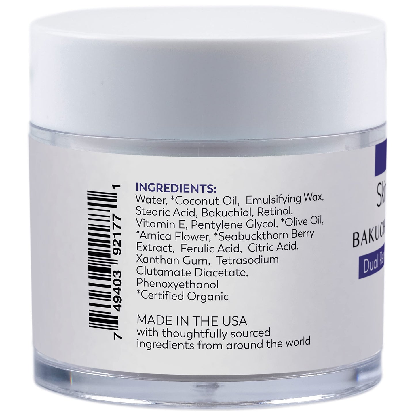 SKINTENSIVE Retinol & Bakuchiol Cream - Dual Renewal Night Cream with Coconut Oil - Moisturizing PM Cream for Sensitive Skin