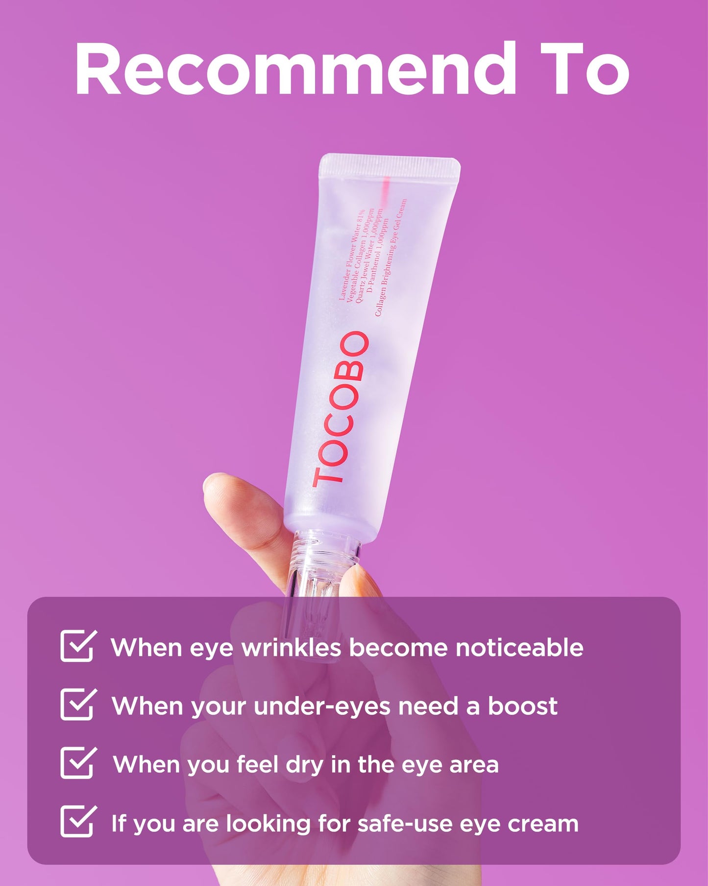 Collagen Brightening Eye Gel Cream – Korean Vegan Under Eye Treatment for Dark Circles & Puffy Eyes – Lightweight, Hydrating Formula with Niacinamide & Lavender – Brightens Fine Lines, 1oz