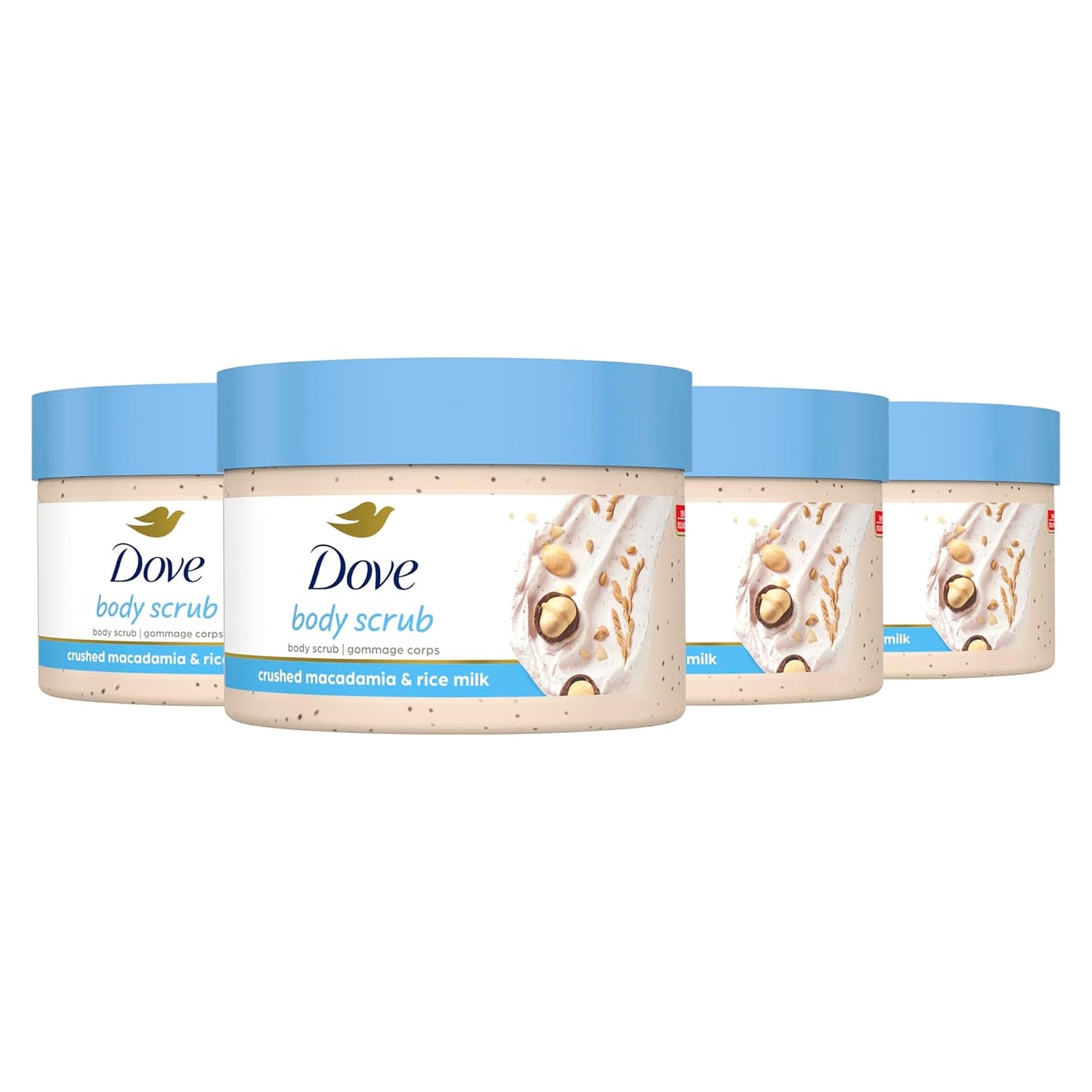 Dove Exfoliating Body Polish Scrub with Almond & Mango Butter - 10.5 oz (4 Count) for Dry Skin