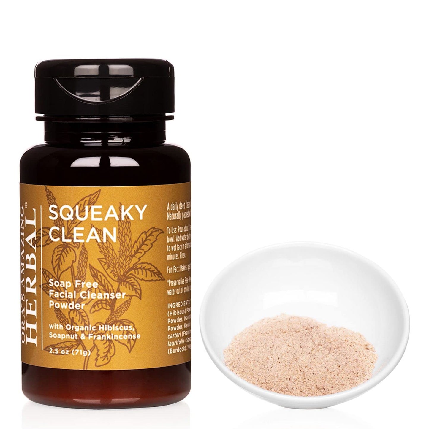 Ora's Amazing Herbal Squeaky Clean, Vegan Hibiscus Face Scrub Powder, Frankincense and Clay Facial Exfoliator