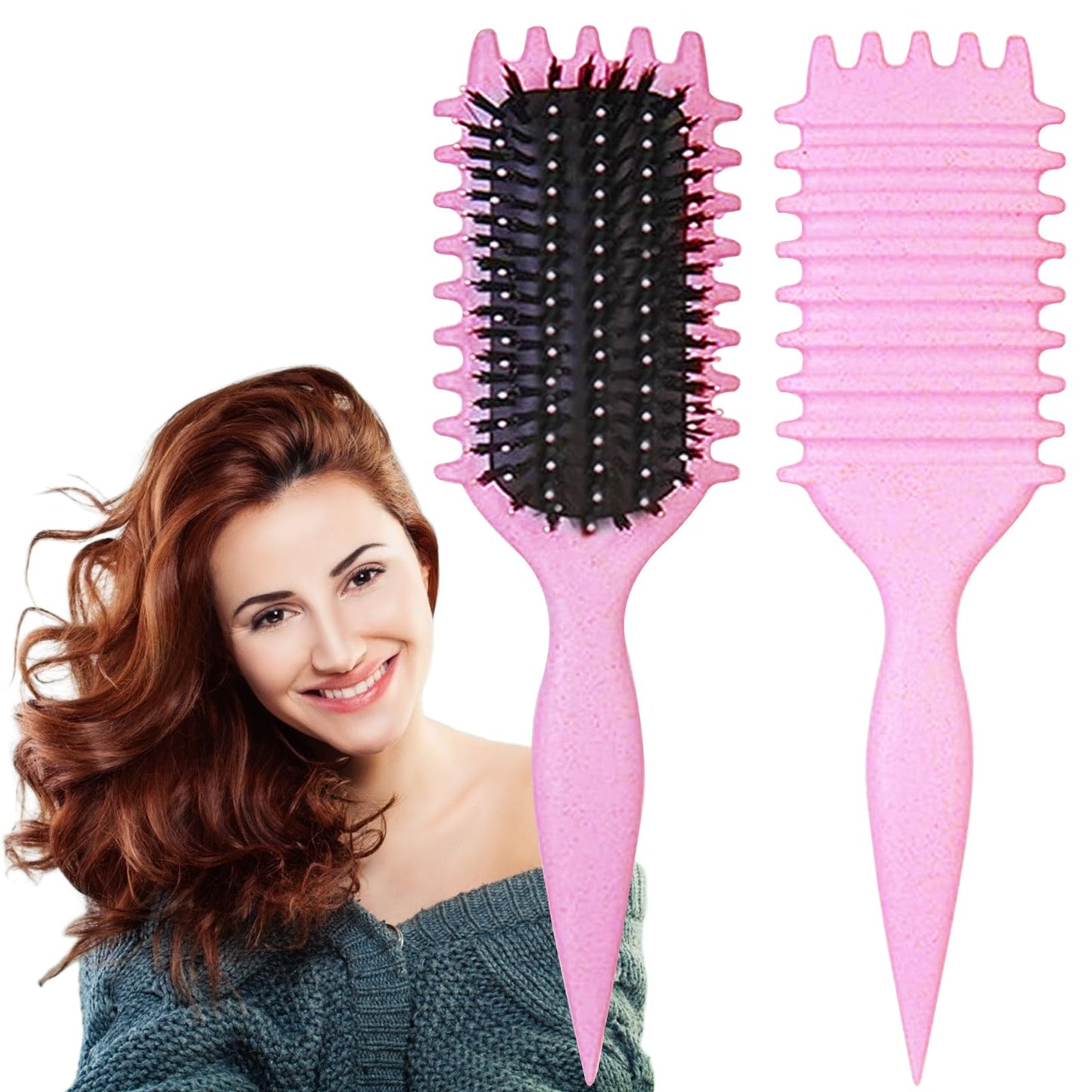 1 PCS Curly Hair Brush, Curl Defining Brush, Curly Hair to Reduce Pulling (Pink)