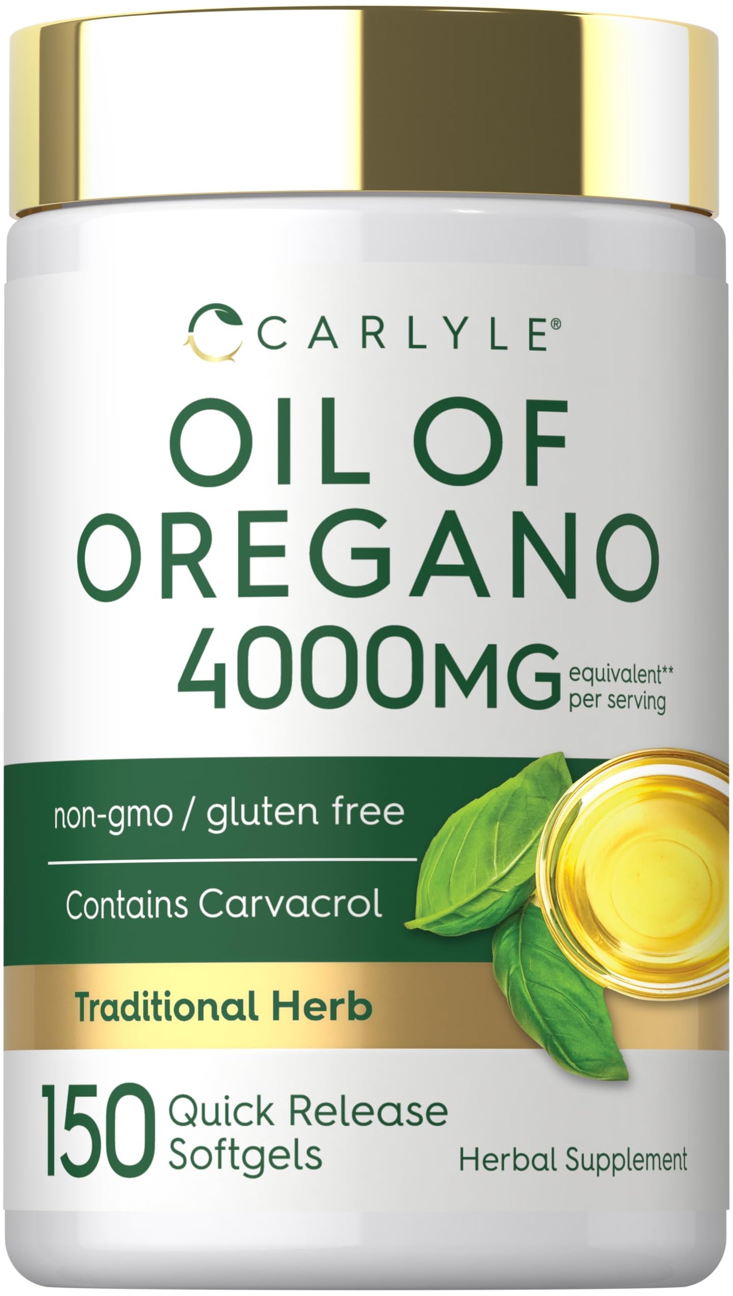 Carlyle Oregano Oil Supplement | 150 Softgel Capsules | Contains Carvacrol