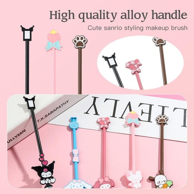 5PCS Cartoon Makeup Brushes Set with Storage Bag, Popular Anime Cosmetic Brushes for Girl Women