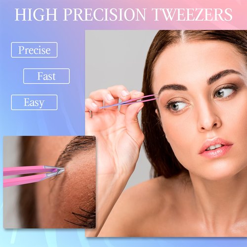 Precision Tweezers Nail Clippers Kit for Facial Hair, Lashes - Travel Case Included