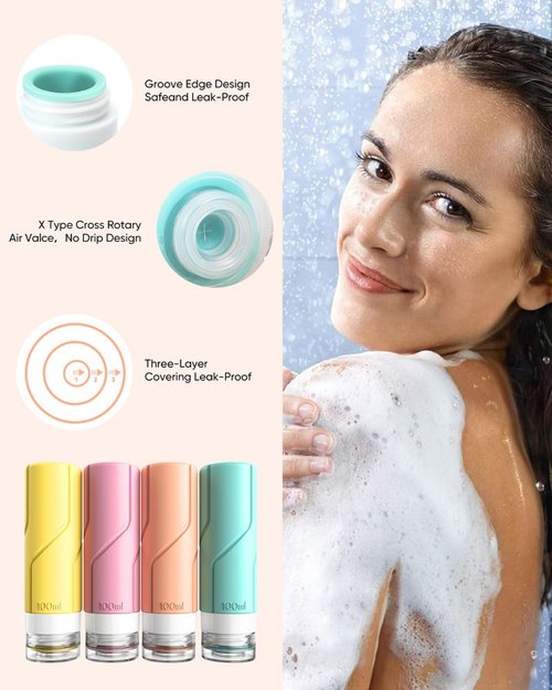 16pack Travel Bottles, Tsa Approved Leak Proof Silicone Travel Containers for Toiletries, Travel toiletry bottles Refillable Liquid Travel Essentials for Shampoo Conditioner Lotion