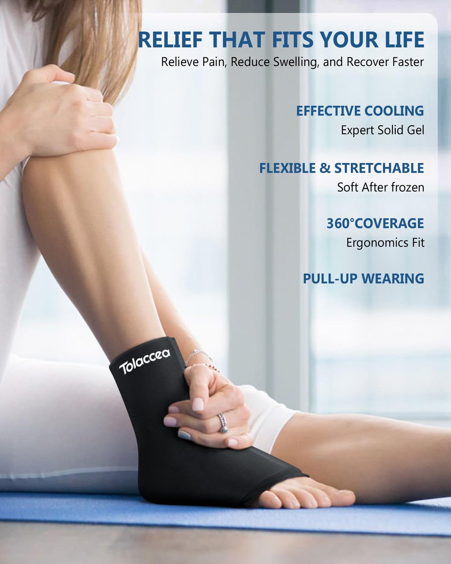 Ankle Foot Ice Pack Wrap for Injuries, Reusable Gel Ice Pack for Hot and Cold Therapies, Flexible Cold Pack for Achilles Tendonitis,Plantar Fasciitis,Swelling,Sprained,Post-Surgery Recovery