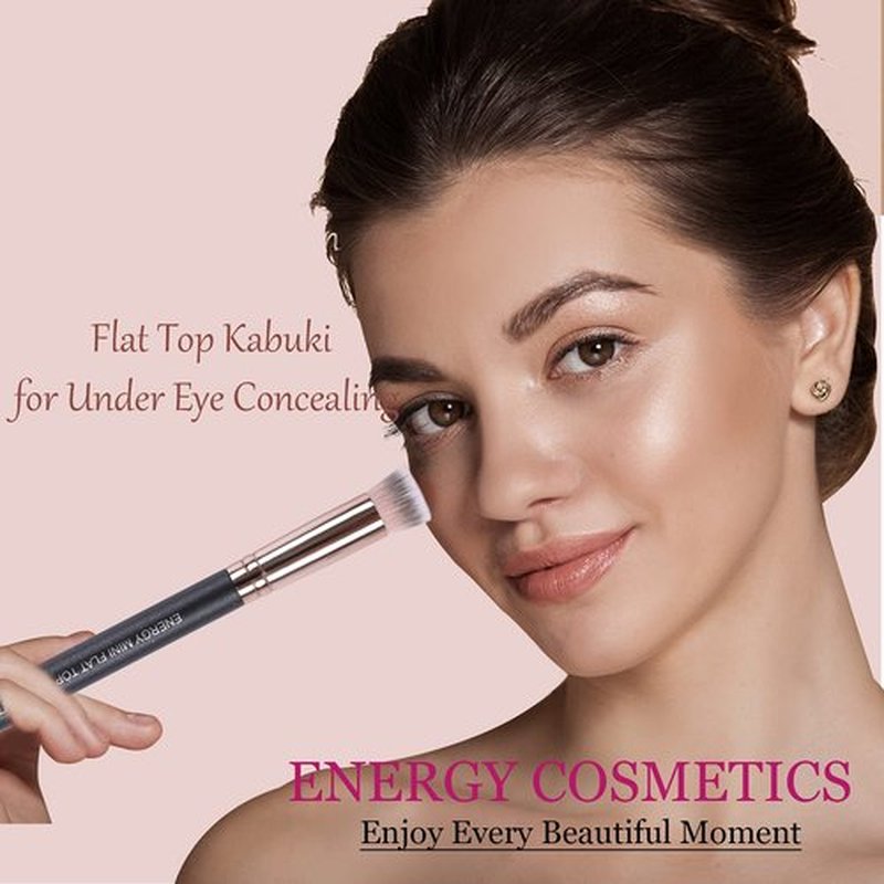 ENERGY Under Eye Concealer Brush Mini Flat Top Kabuki Foundation Brush with Synthetic Bristles for Concealing,Blending,Setting,Buffing with Powder,Liquid,Cream Cosmetics,Vegan Makeup Brush