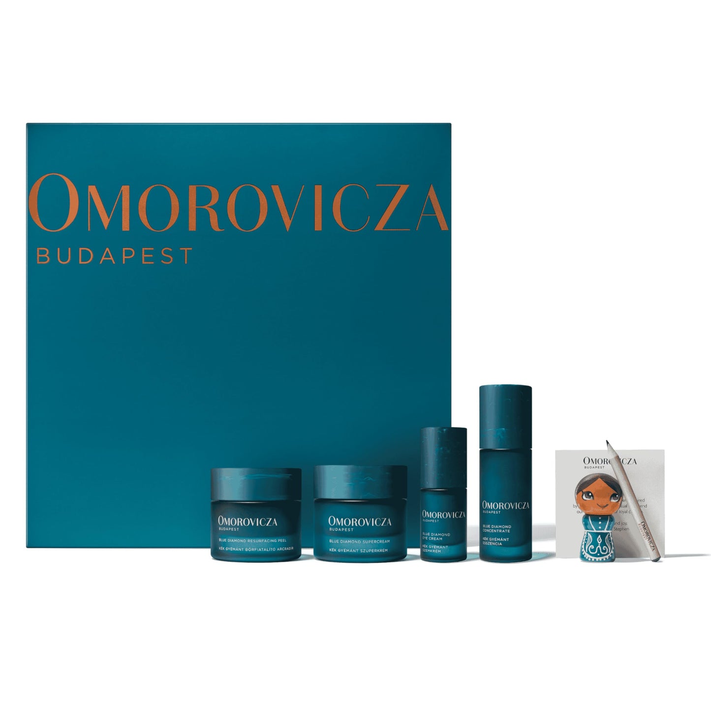 Omorovicza Blue Diamond Quartet, 4-Piece Anti-Aging Skincare Set with Diamond Peptides, Healing Concentrate™ to Boost Skin Longevity, Firmness & Radiance, Christmas Gifts & Stocking Stuffers
