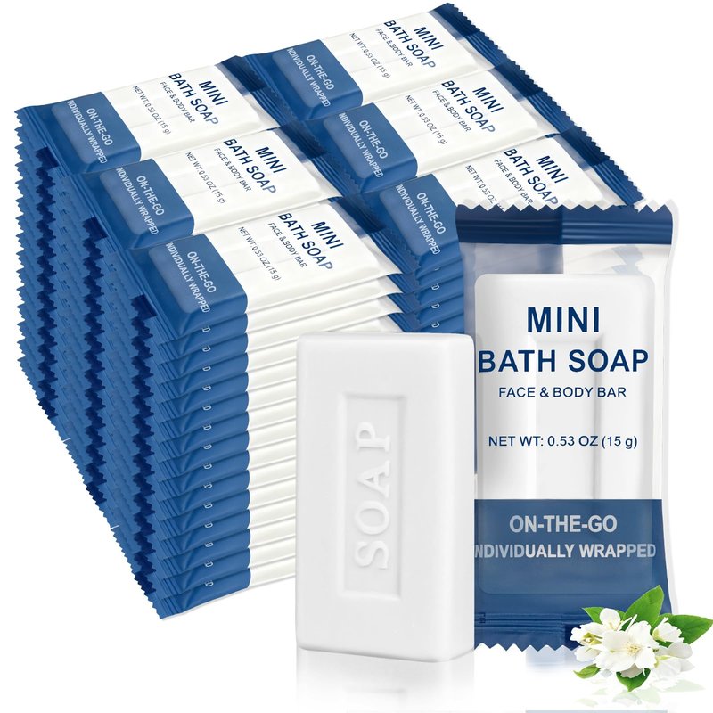 FAOEHN Mini Travel Size Bar Soap in Bulk - Pack of 100,Individually Wrapped 15 g/0.53 oz Disposable Small Hotel Hand Face & Body Soap for Guests,Homeless,Charity,Church,Shelter,Nursing Home