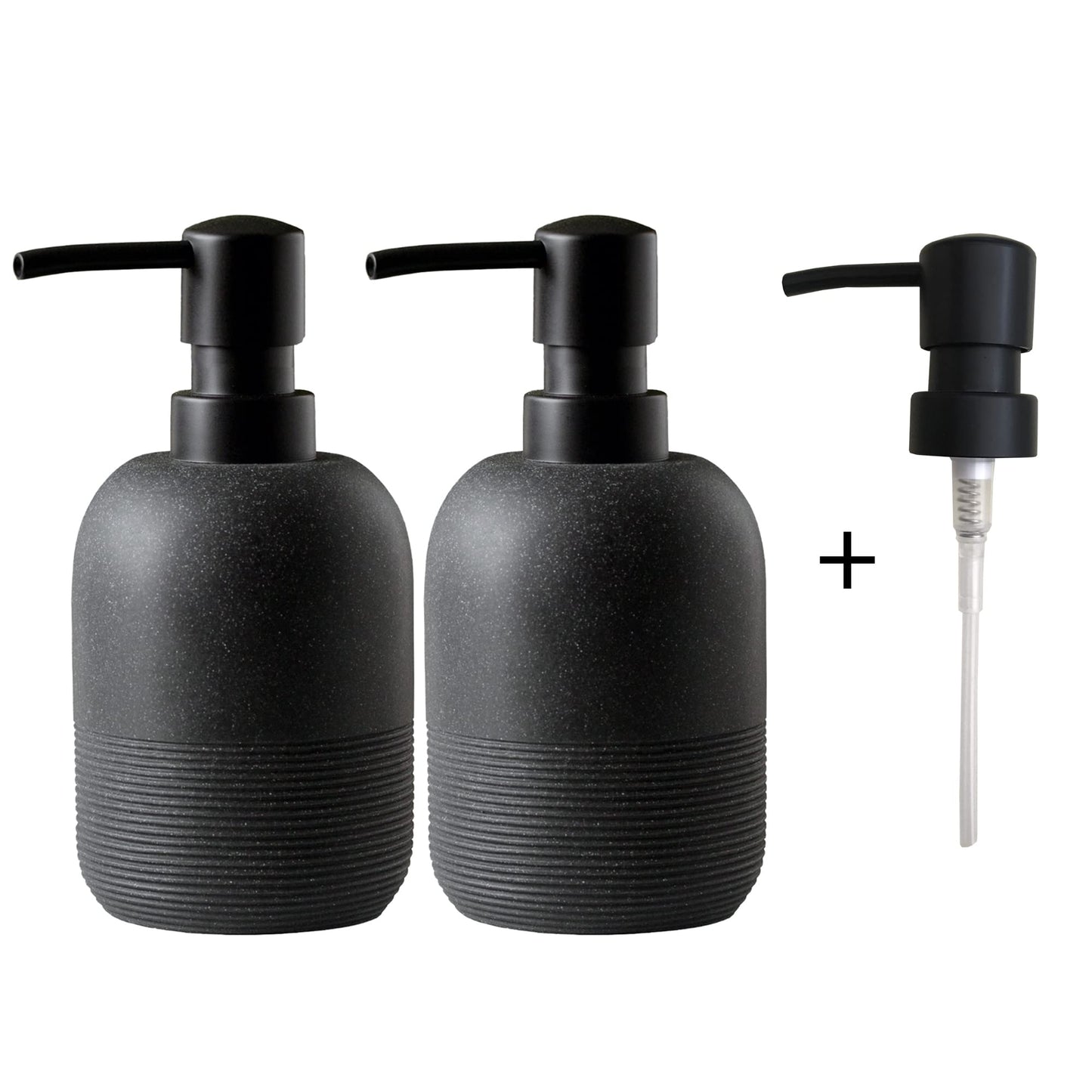 GalDal Matte Black Soap Dispenser Sets with Pump,Hand Soap and Lotion Dispenser for Bathroom Countertop,Morden Soap Dispenser for Kitchen-10.6oz.
