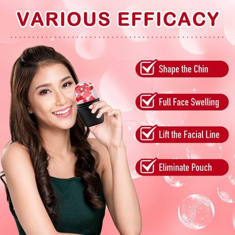 XHJRI Ice Face Roller Massager,Ice Cube Roller for Face, Eyes and Neck Naturally Conditioning and Skin Care,De-Puff Eye Bags,Reduce Migraine Pain,Reusable Massage Silicone Ice Mold (New Black)