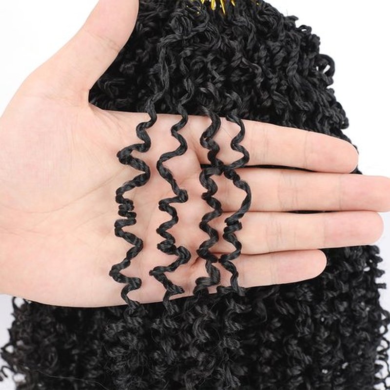 12inch 9 Bundles/Lot Pre Twisted Yanky Twist Crochet Hair with Curls Natural Black Yanky Twist Passion Twist Crochet Hair Pre Looped Synthetic Spring Twist Crochet Hair for Women 1B#/9packs