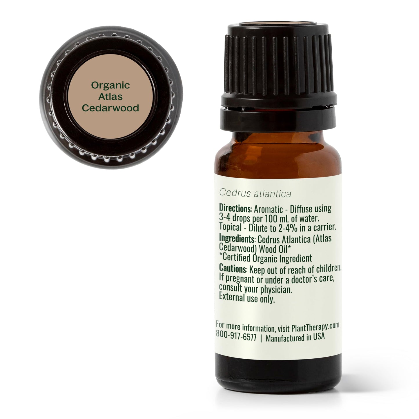 Plant Therapy Atlas Cedarwood Essential Oil 10 mL USDA Certified Organic
