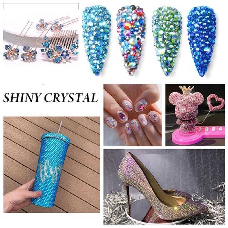 Rhinestones Crystals Rhinestones for Crafts Nail Rhinestones Glass Flatback Nail Gems and Rhinestones for Nails Art Makeup Bags Shoes Decoration DIY(SS8,1440pcs,Sapphire AB)