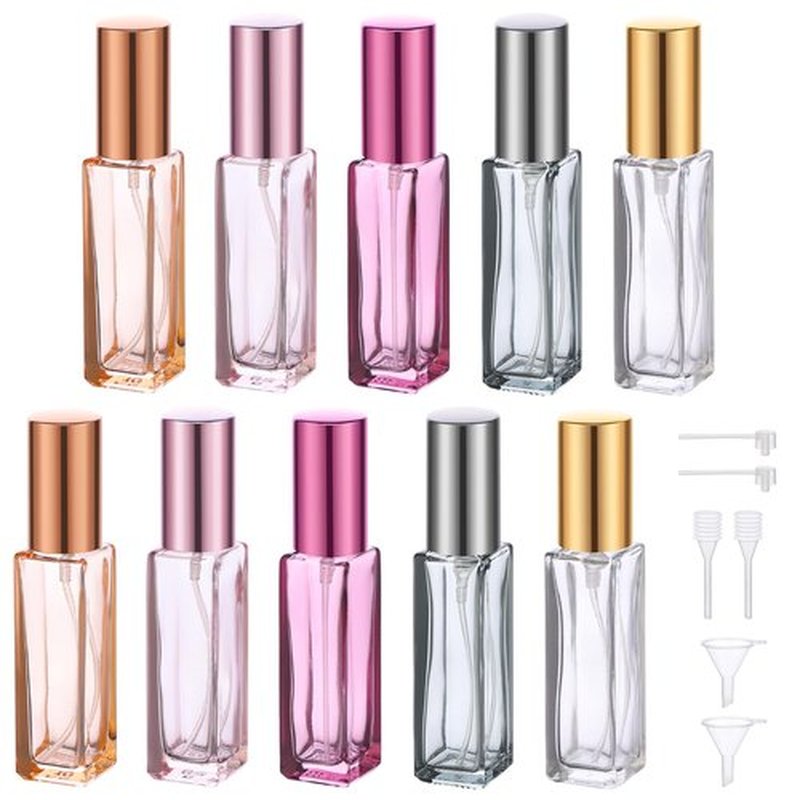 Segbeauty 10ml Mini Perfume Atomizer, 10 Pack Refillable Travel Size Bottles for Cologne, Empty Travel Bottles Perfume Organizer Dispenser Fine Mist Sprayer Portable Leak-proof Travel Perfume Bottle