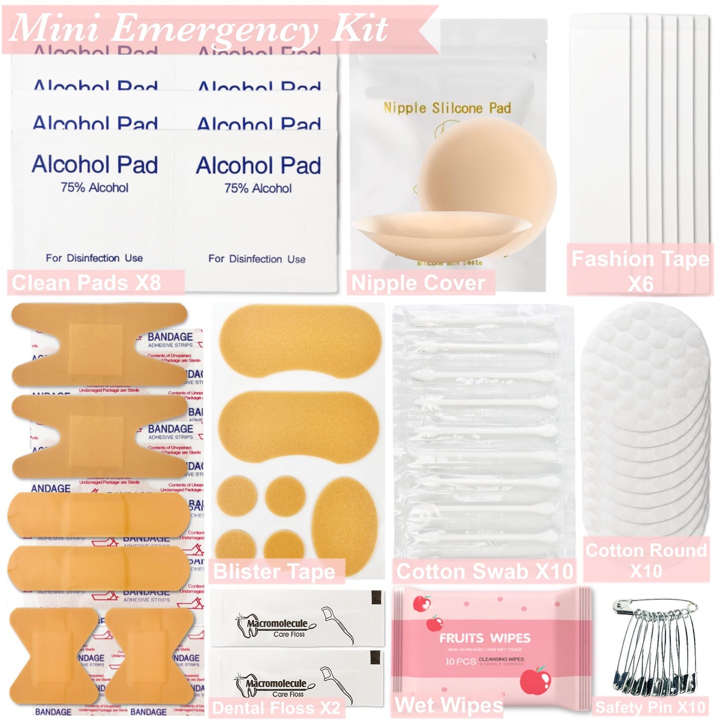 ARK Survivor Women's Wedding Emergency Kit 39 Essential Items for Brides Team Bride All in One Travel Kit Personal Care Women's Travel Set (Glam White)