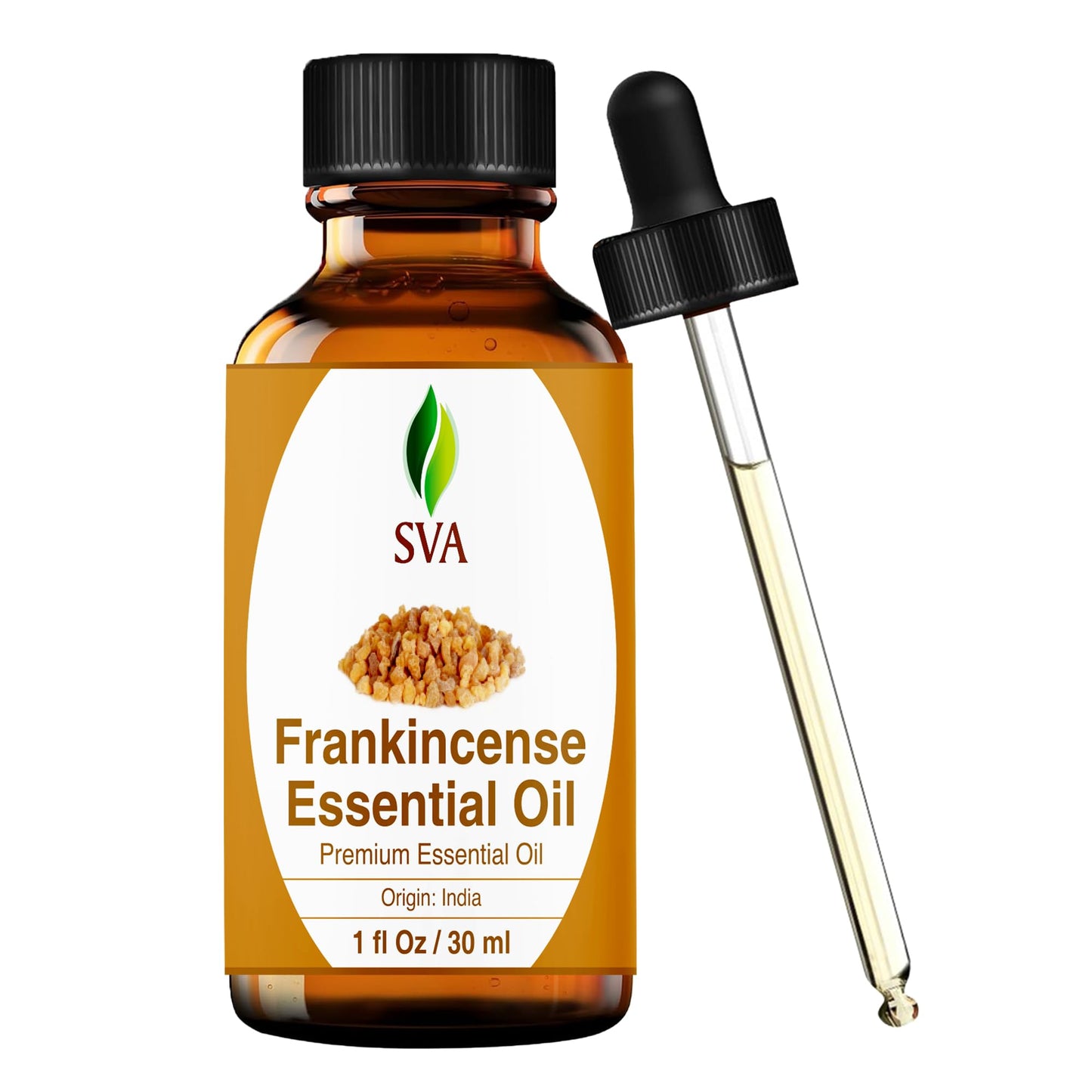 SVA Frankincense Essential Oil – 1 Fl Oz – for Diffuser, Skin & Hair Care – Ideal for Massage & DIY Blends – with Dropper