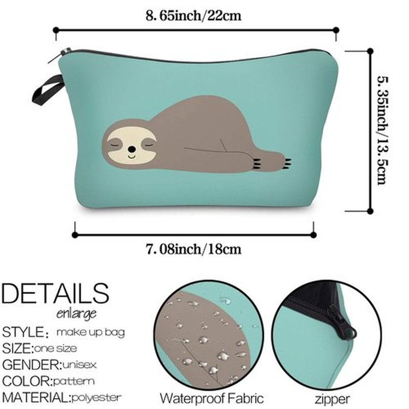 Deanfun Cosmetic Bag for women, Small makeup pouch Travel bags for toiletries waterproof Sloth gifts (51806)