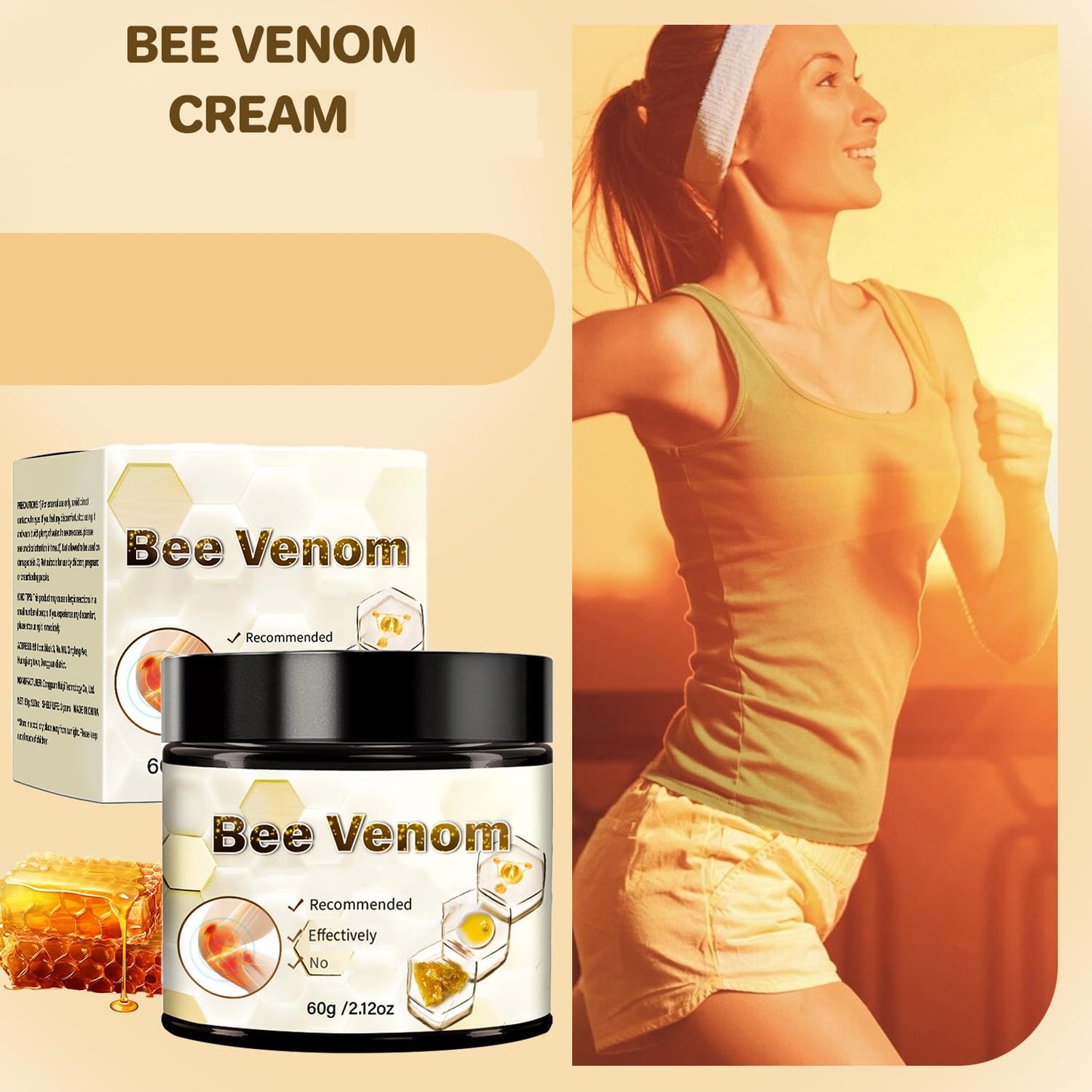 KEBEGE 2 PCS Bee Venom Cream, Bee Venom Advanced Cream,Suitable for Back, Neck, Hands, Foot, Etc