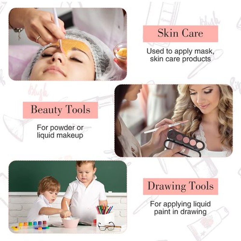 9 Pieces Facial Brushes Fan Mask Brushes, Soft Facial Applicator Brushes Tools for Peel Glycolic Mask Makeup for Mud Cream (Pink, White)