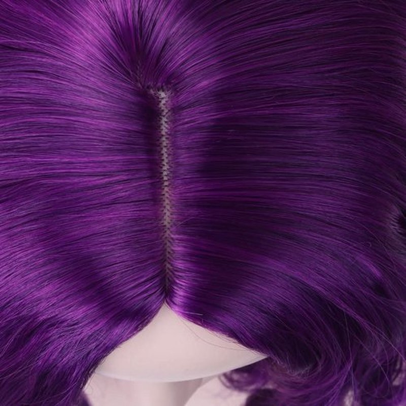 BERON Mix Purple Wig Short Curly Wig Bob Wig Purple Wigs Women Girls Beach Wave Wigs for Cosplay Costume Party Wig Cap Included