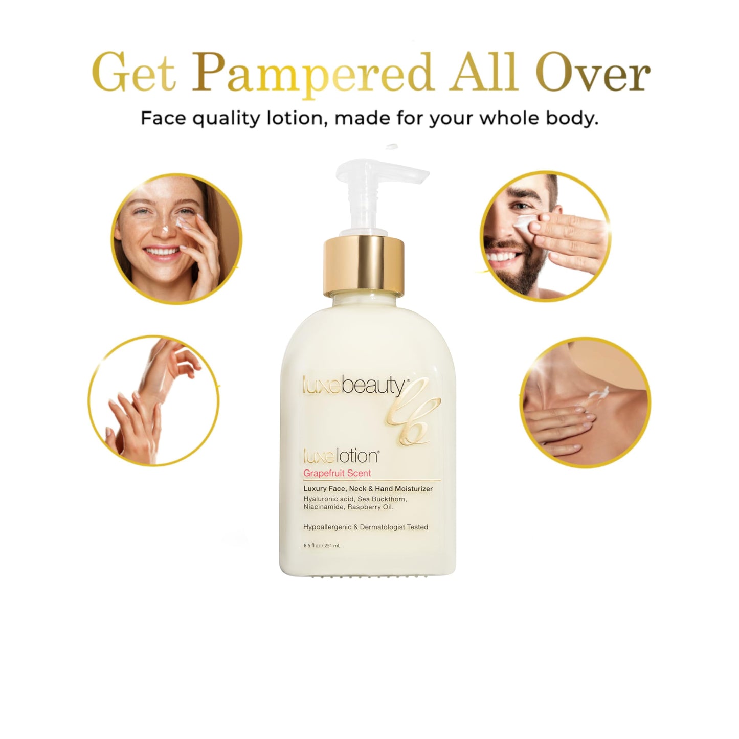 Non Greasy Hyaluronic Acid Moisturizer for Face, Neck & Hands – Grapefruit-Scented Hyaluronic Acid Body Lotion - Anti Aging, Silicone Free, No Fillers - Organic & Plant Based Non Toxic Lotion