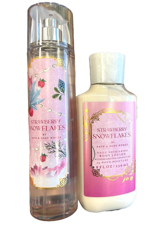 Bath & Body Works Fragrance Gift Sets (Strawberry Snowflakes Mist Lotion 2 pc set)