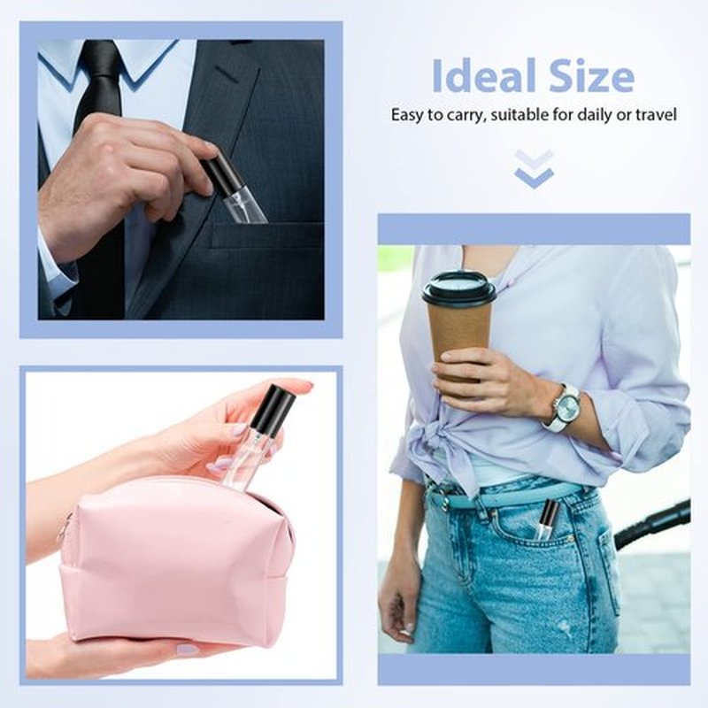 Yinder 25 Pcs Perfume Travel Refillable Atomizer bulk Perfume Bottles Empty Mini Perfume Sample Spray Bottle Clear Fragrance Bottle Cologne Perfume Containers(10 ml,Black)