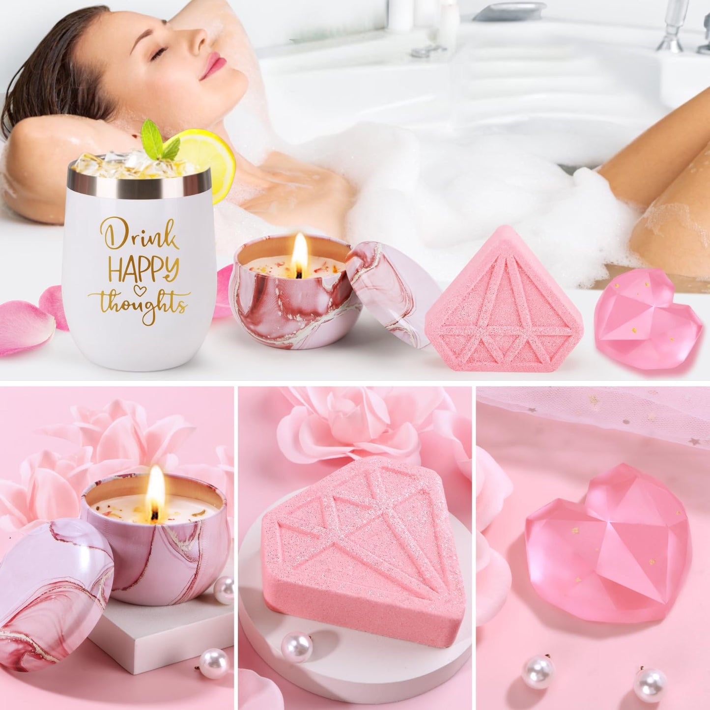 Mothers Day Birthday Gifts for Women Self Care Get Well Soon Gift Baskets, Pink Relaxing Spa Gift Set Care Package with Blanket, Unique Mother's Day Gifts for Mom Wife Grandma Daughter Sister