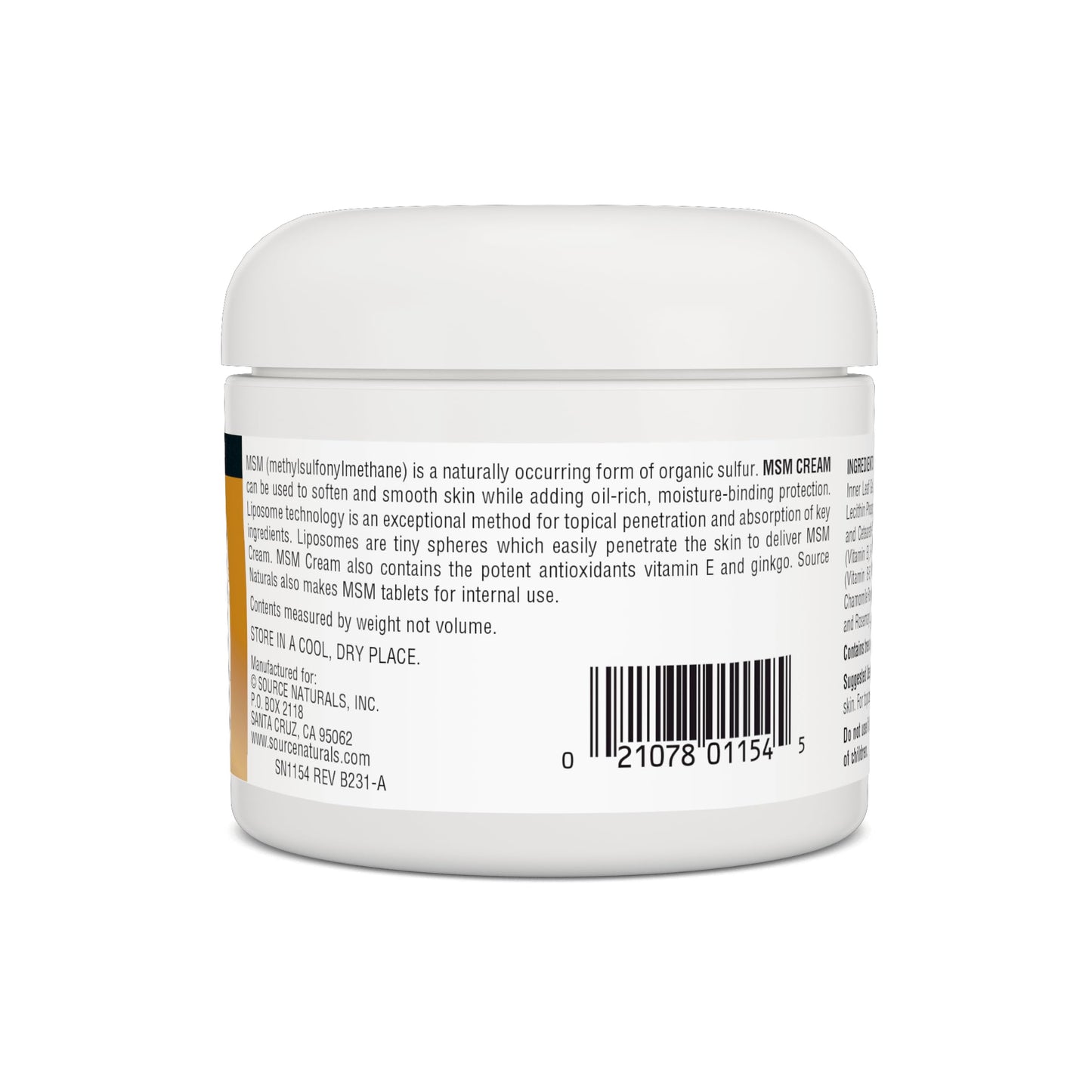Source Naturals MSM Cream, 4 ozs