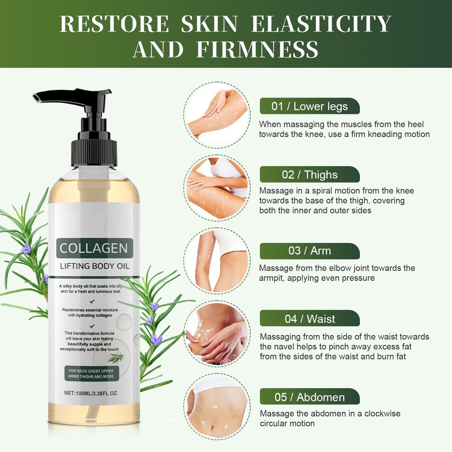 ptoso Collagen Lifting Body Oil After Shower, Hydrating Collagen Oil, Moisturizing Anti Aging Silk Body Oils for Women & Men, Smooth & Anti Wrinkles, Lightweight Non-Greasy