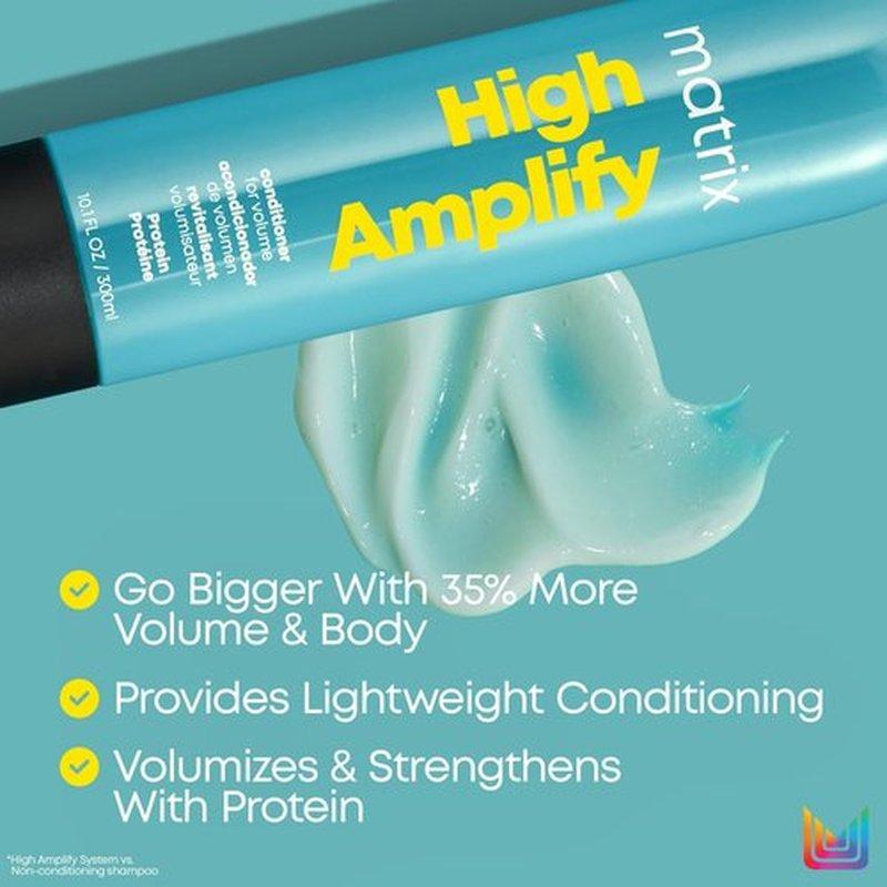 Matrix High Amplify Volumizing Conditioner | Instant Lift, Lasting Volume & Strengthening | Silicone-Free | Boost Structure in Fine, Thin & Limp Hair | Salon Professional Conditioner | 10.1 Fl. Oz.