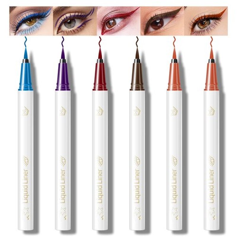 KYDA 5 Colors Liquid Eyeliner Kit, Matte Liquid Eyeliner Set, Lasting Tinted Eyeliner with Fine Brush Tip, Waterproof Smudge-Proof, Colorful Eyeliner Makeup Gift, 6 Pcs, Set C
