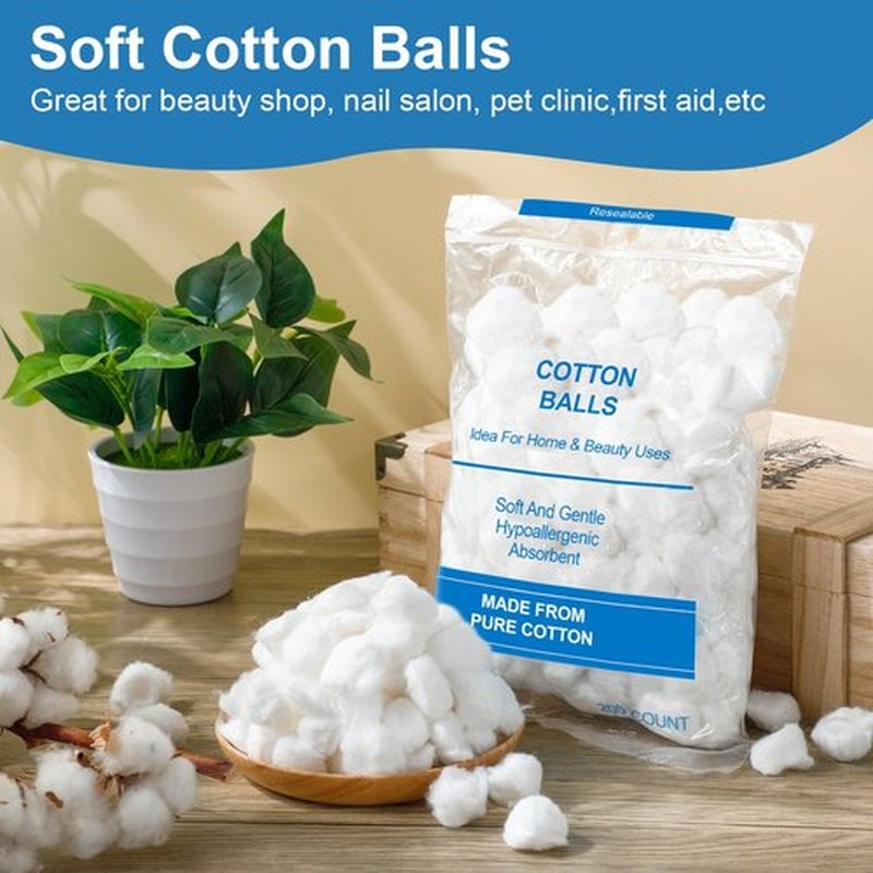 Heigble 3000 Pcs Soft Cotton Ball Bulk Organic Medium Cotton Ball Absorbent Multipurpose Pure Cotton Ball for Nail Polish Remover Makeup Removal First Aid Face Crafting Cleaning Skin Applying Lotion