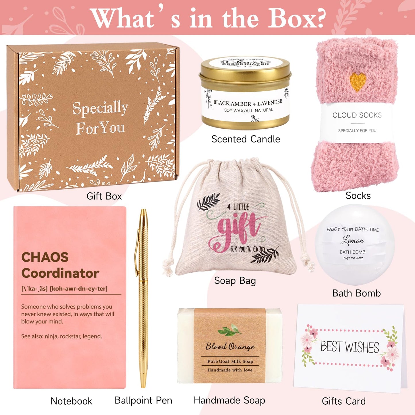 Chaos Coordinator Thank You Gifts with Notebook Spa Items, Employee Appreciation Gifts for Coworker Teacher Nurse Boss Lady Secretary Principal Managers