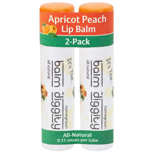 Apricot Peach Lip Balm - Moisturizing Shea Butter & Coconut Oil - 0.15 oz Each | 2 Pack