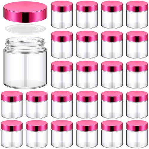 Norme 24 Pcs 4 oz Glass Jars with Lids Leakproof Round Airtight Jars Empty Cosmetic Jars with Inner Liners Lid for Storing Lotions Powder Ointments Candle Making (Rose Gold)